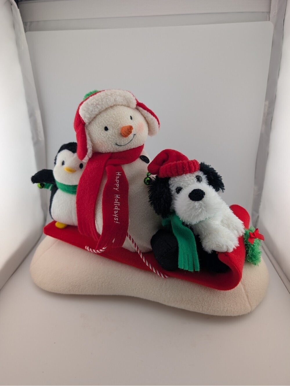 2007 Hallmark Jingle Pals Snowman Sleigh Ride Musical Animated Plush *Works*
